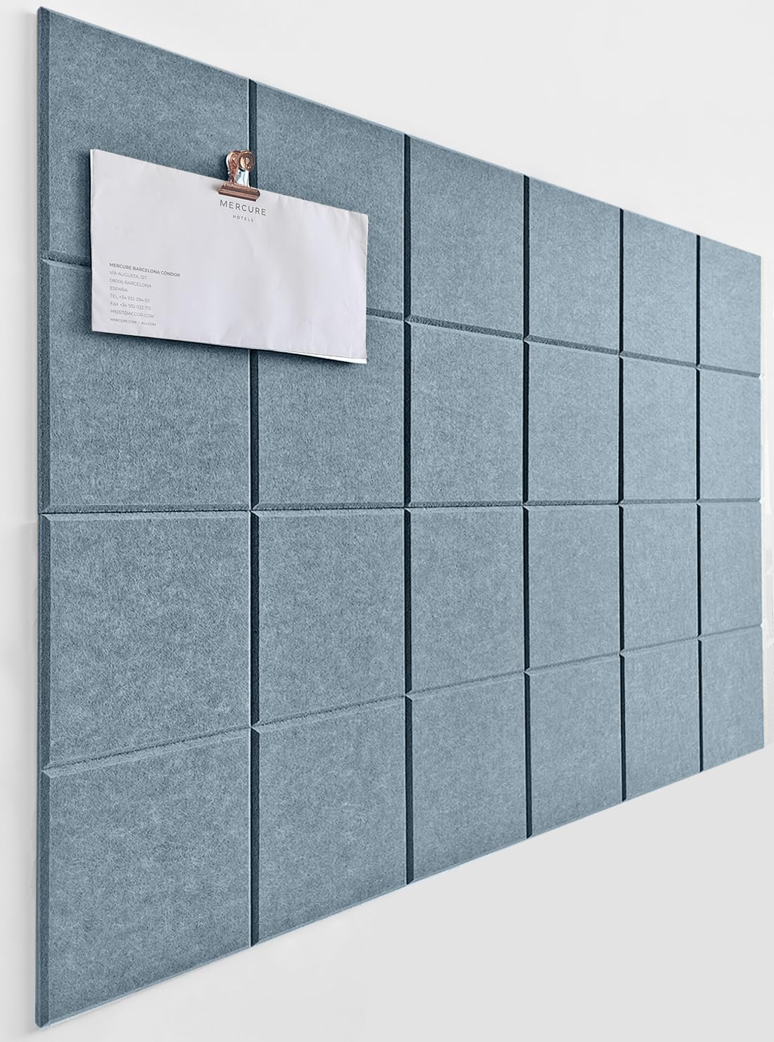 DECORITA Cork Board 24 x36 Alternative - 6 Pack Felt Wall Tiles with Safe Removable Adhesive Tabs, Cork Boards for Walls Home Office Pin Board Tack Board Cork Board - Gray Blue