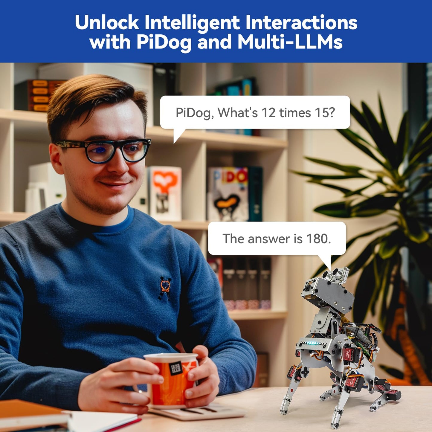 SunFounder PiDog AI Robot Dog Kit for Raspberry Pi 5/4/3B+/Zero 2W, Openclaw LLMs ChatGPT/Gemini/Grok, Voice&Video Recognition, Python, App, Battery, Gyroscope, Camera (RPI NOT Included)
