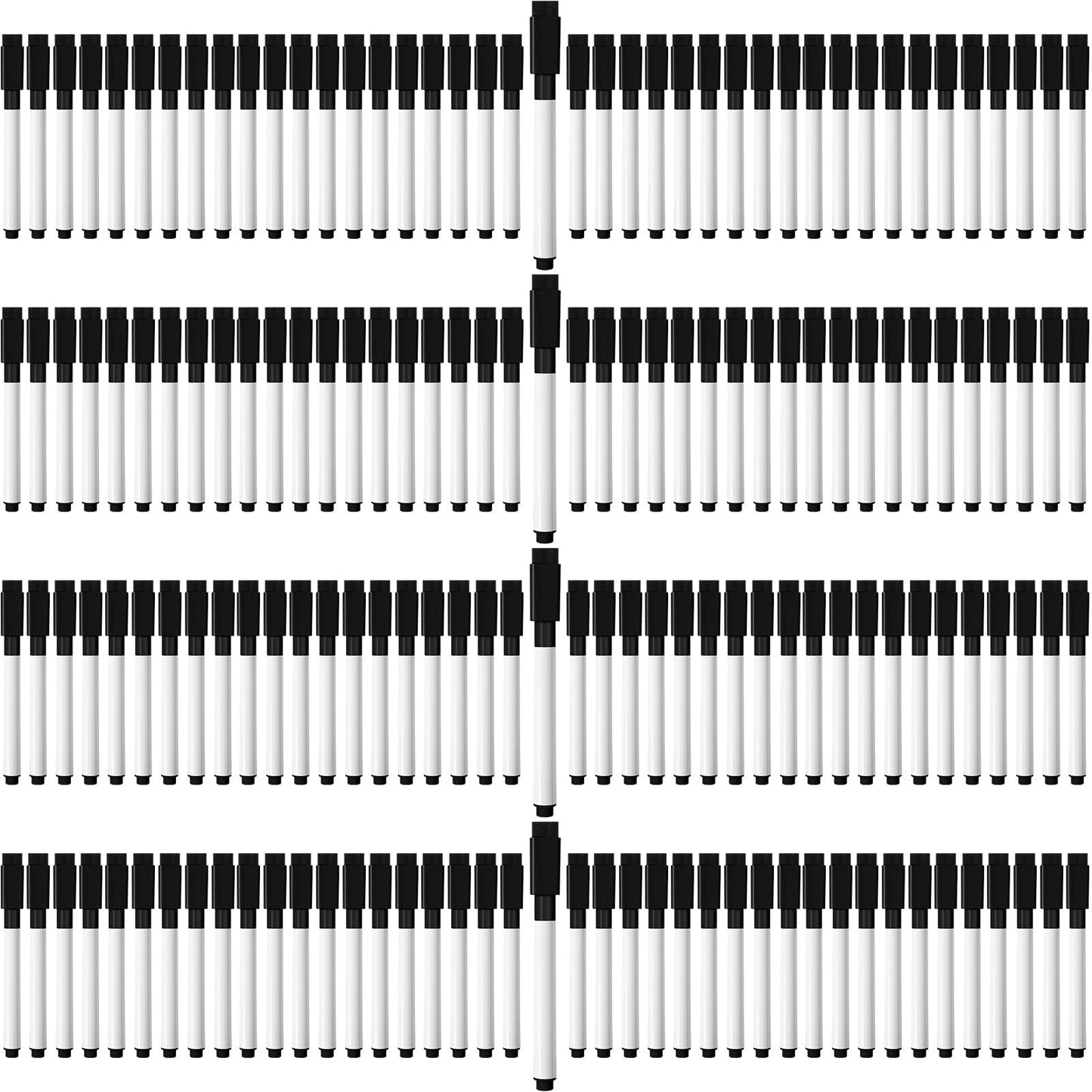 Kosiz 200 Pcs Magnetic Dry Erase Markers Fine Point Tip Whiteboard Markers with Eraser Cap Magnetic Dry Erase Pens Erasable Pens for Whiteboard Dry Boards(Black)