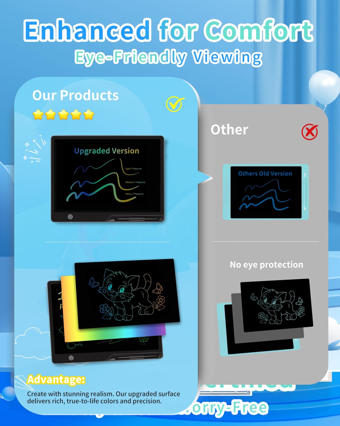 Magnetic LCD Writing Tablet for Fridge, 13 Inch Writing Tablet for Kids, Toddler Drawing Pad, Learning Toys for Boys Girls Ages 3.4.5.6.7.8, Writing Board for to-Do Lists and Family Messages (Black)