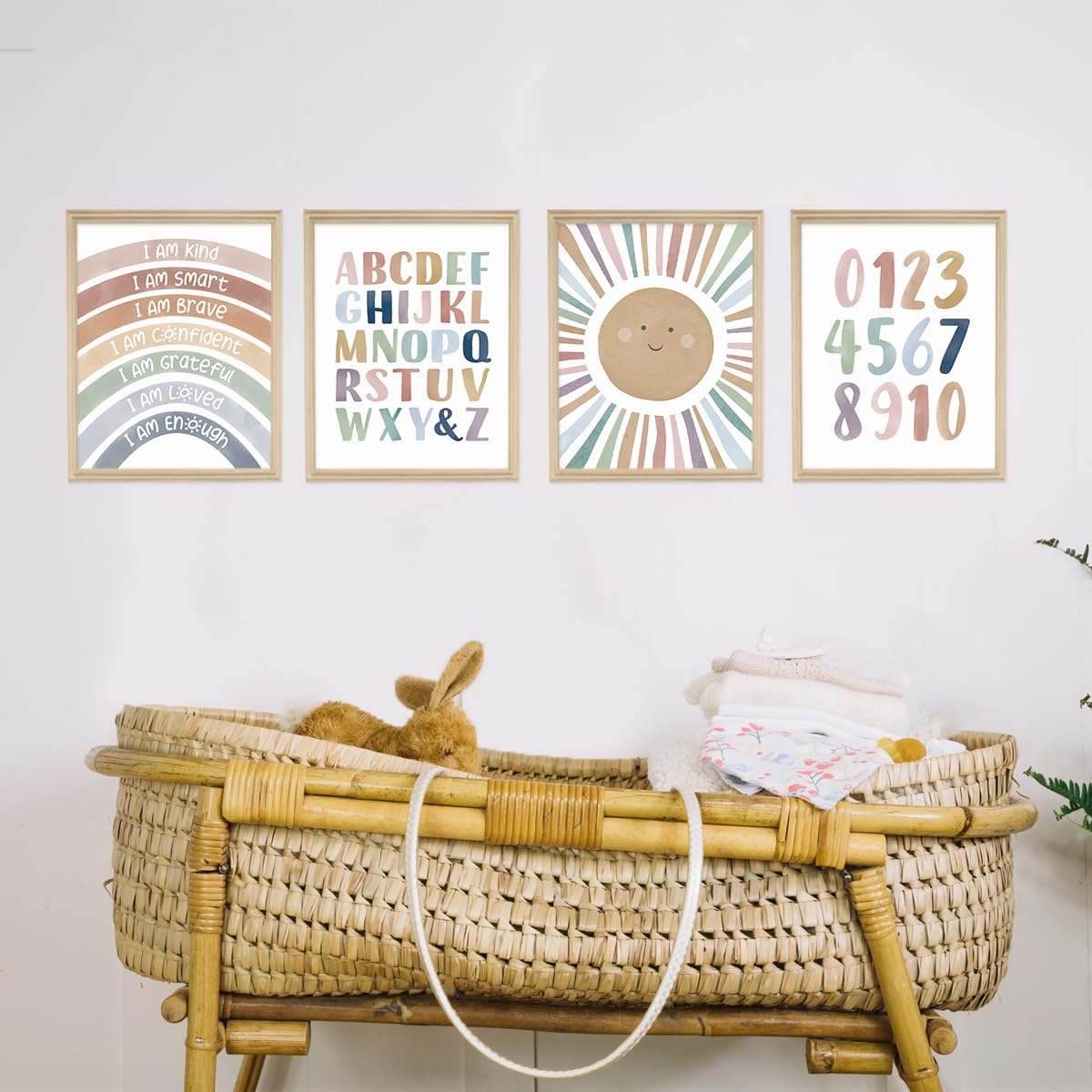 PLKMN Boho Classroom Decor Set of 4, Calming Corner Posters for Playroom, Nursery, Classroom Counseling, 8x10 Inch, Unframed