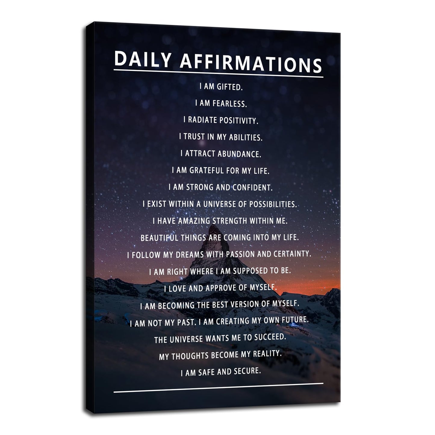 Daily Affirmations Motivational Canvas Wall Art Inspirational Poster Prints Artwork for Office Living Room Modern Home Decor Painting Pictures Stretched and Framed Ready to Hang [12''Wx 18''H]