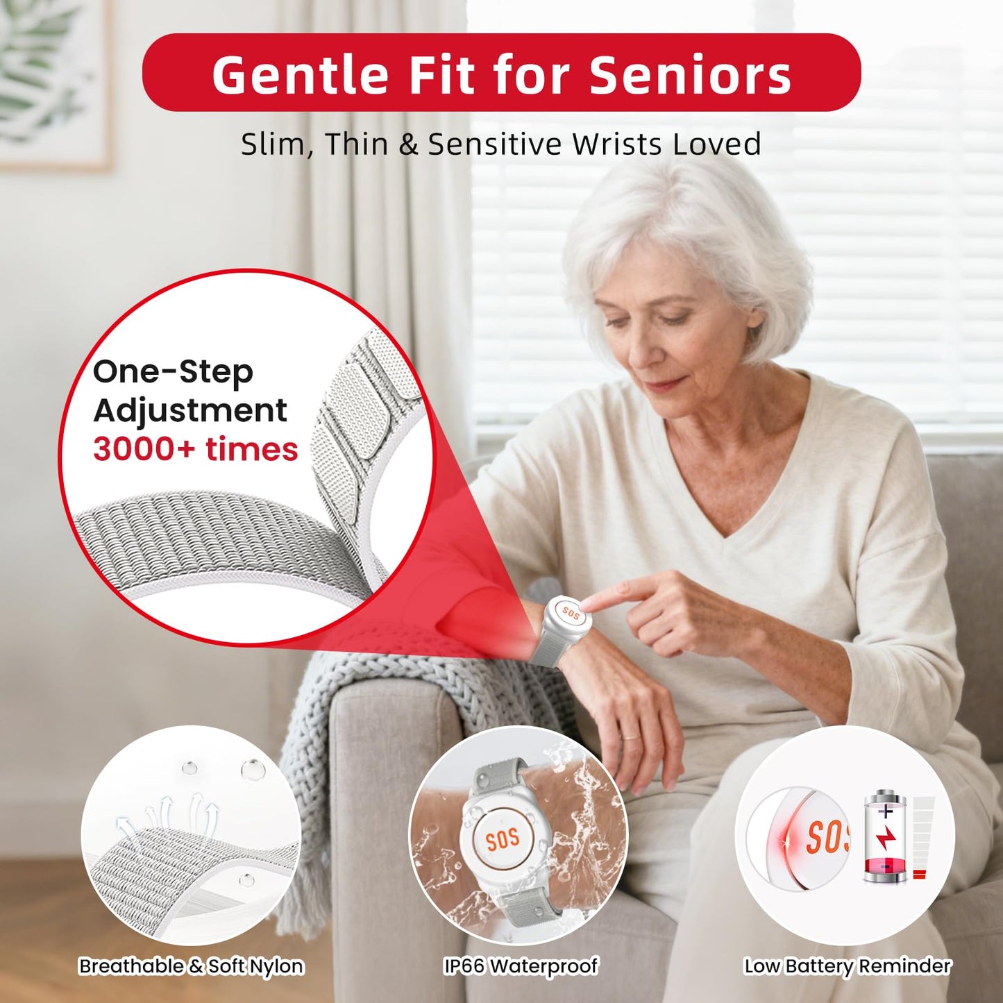 CallToU Wi-Fi Wireless Caregiver Pager Call Button for Elderly at Home , APP Emergency Alert for Seniors, Patients, and the Disabled with 2 Call Button, 1 Watch Button, 1 Receiver (2.4GHz Wi-Fi)