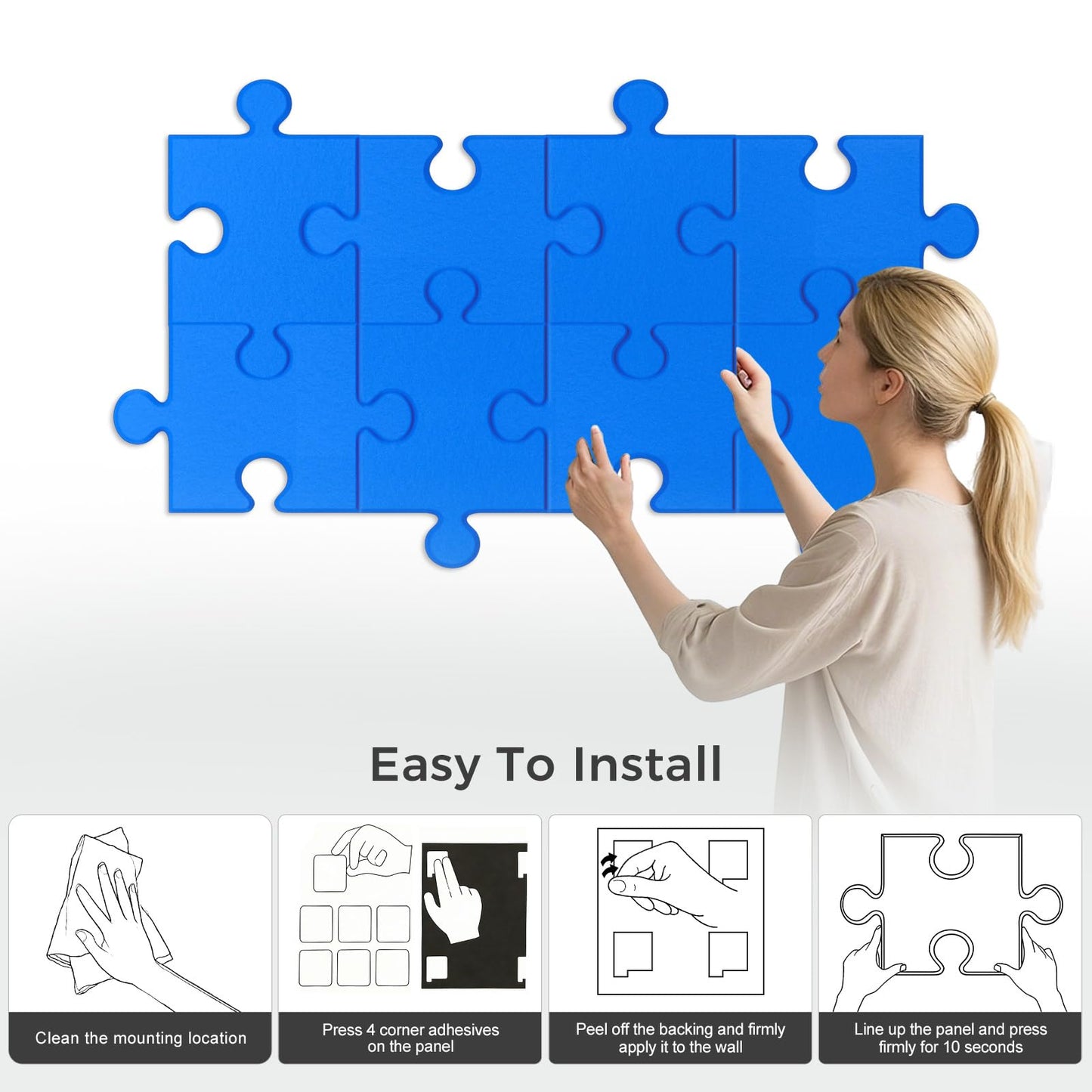 Felt Bulletin Board Tiles 31.5" x 20" Cork Board Alternative 6 Pack with 30 Pushpins 40 Adhesive Tabs Felt Wall Tiles Cork Boards for Walls Thick Slat Wall Panels for Home Office Classroom Decor