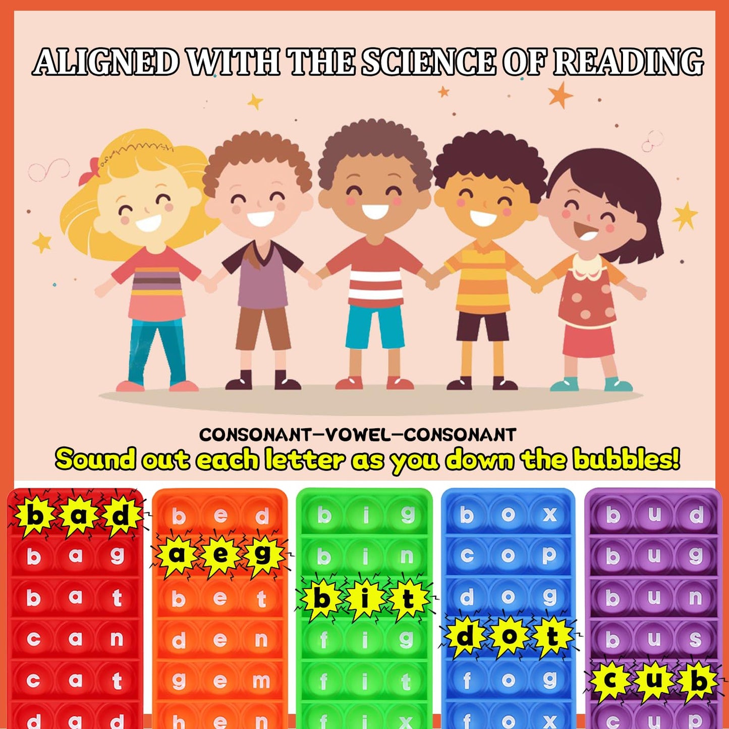 CVC Word Games, Sensory Toy to Learn and Spell, Phonics Games Flash Cards for Preschool Kindergarten Classroom Supplies, Multisensory Reading and Phonics Flash Cards for Kids 3+ Years