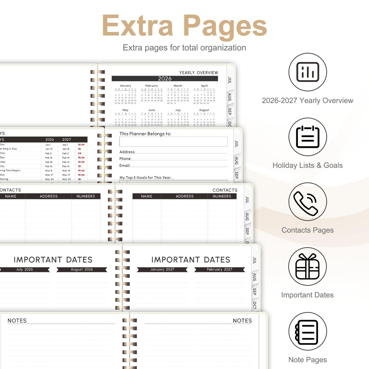 Planner 2026-2027, Weekly and Monthly Academic Planner, July 2026 - June 2027, Hardcover Calendar Agenda Book for School Year Planning, School Supplies for Teacher and Student, A5(6.3'' x 8.5'')