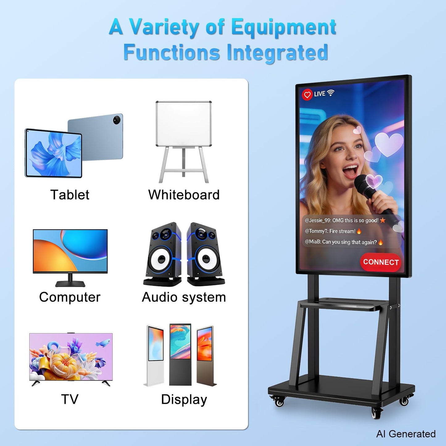 JYXOIHUB Smart Board, 55 Inch Digital Electronic Whiteboard and Smartboard for Classroom, Screen Mirroring for Live Streaming Capacitive Touchscreen, Displays and Player for Advertisin (Board Only)
