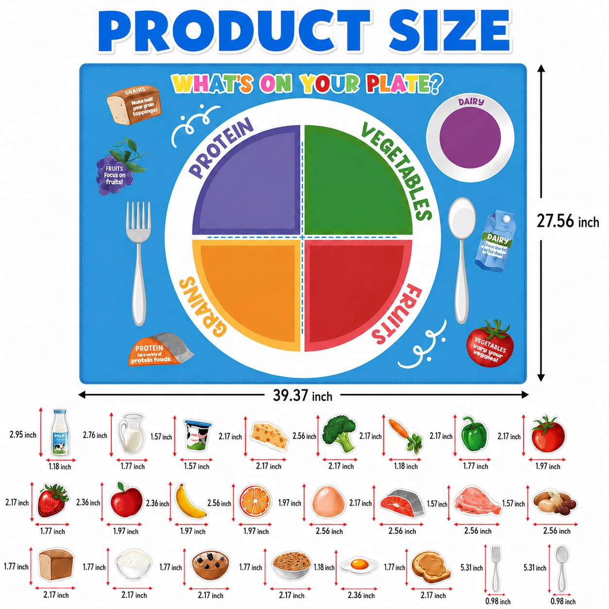 Cinrobiye My Plate Felt Kit DIY Food Diary Early Learning Stories Set Vegetable Fruits Protein Grain Felt Scene Craft Nutrition Bulletin Board for Home Preschool School Games Wall Doors Decor Supplies