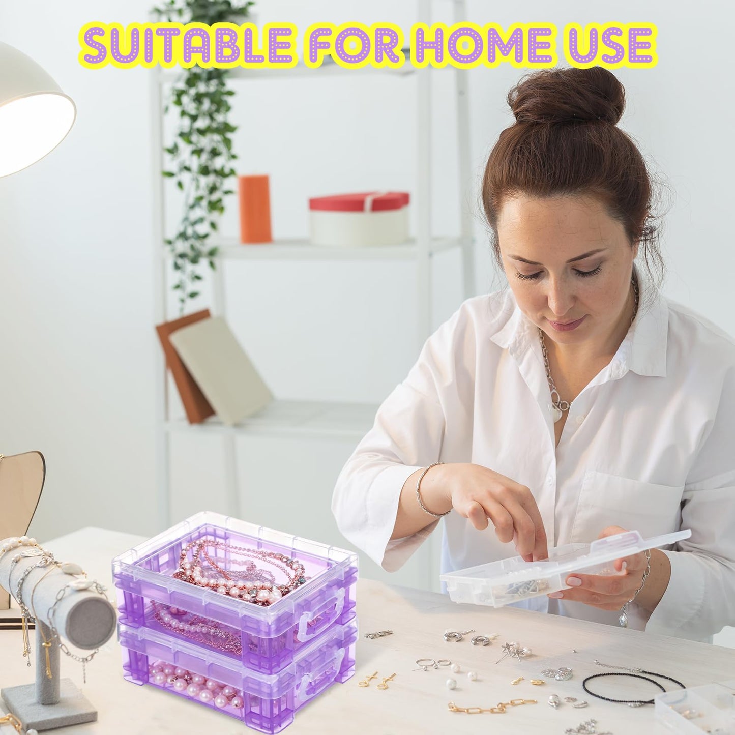Suzile 25 Pcs Plastic Crayon Boxes with Snap Lids Crayon Storage Organizer Stackable Container Bulk Pencil Case for Pen Crafts Classroom Supplies(Purple)