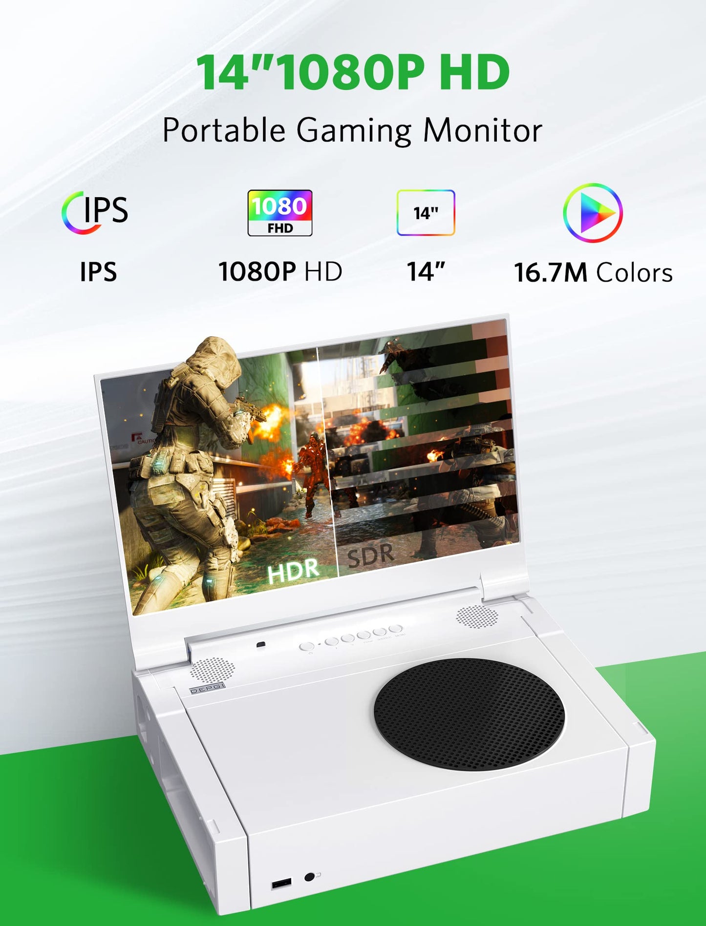 DEPGI 14" Portable Monitor for Xbox Series S (Not Included), 60Hz 1080P HD IPS Portable Gaming Monitor with Remote Control,Portable Monitor with HDR10,AMD FreeSync, 2X HDMI