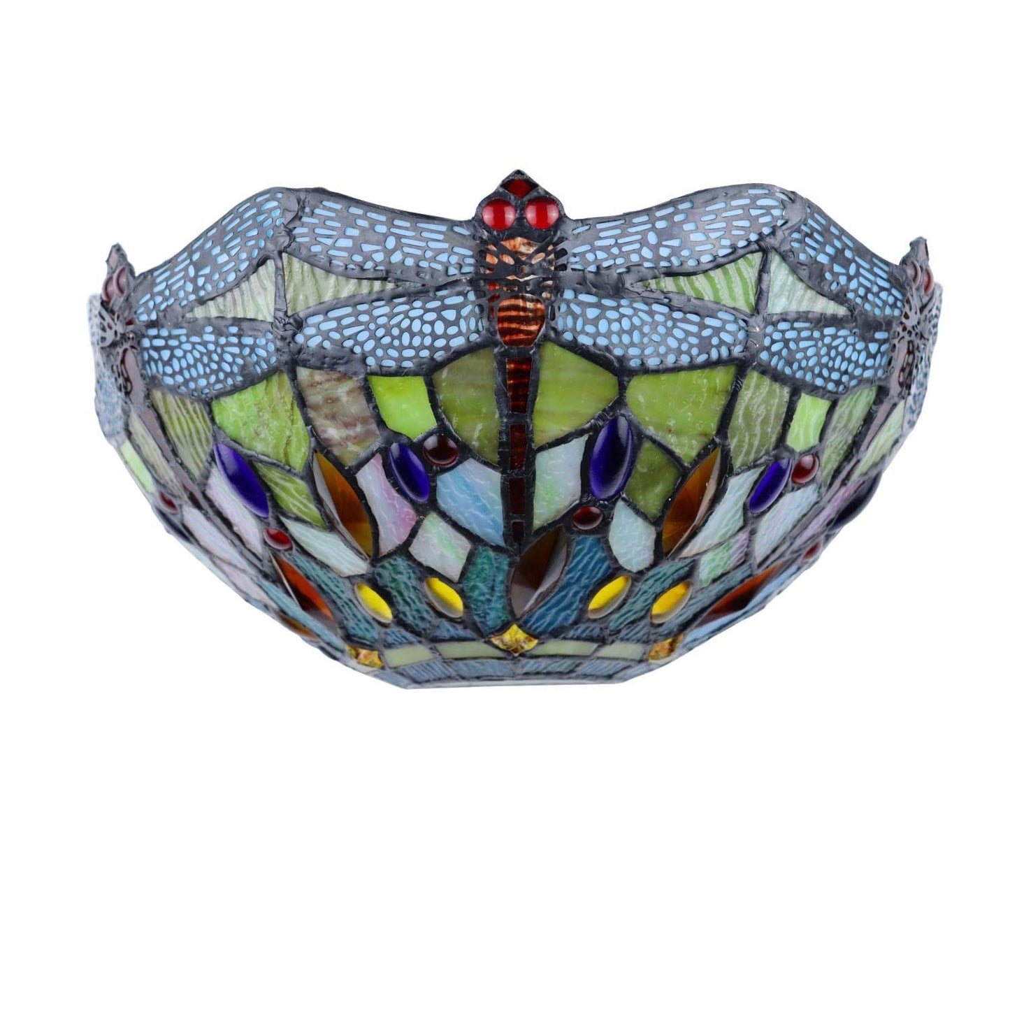 Chloe Lighting Empress Dragonfly Wall Sconce, Tiffany-Style, Dark Bronze, Glass, 12in Wide, Multicolor, Model CH3T471GD12-WS1