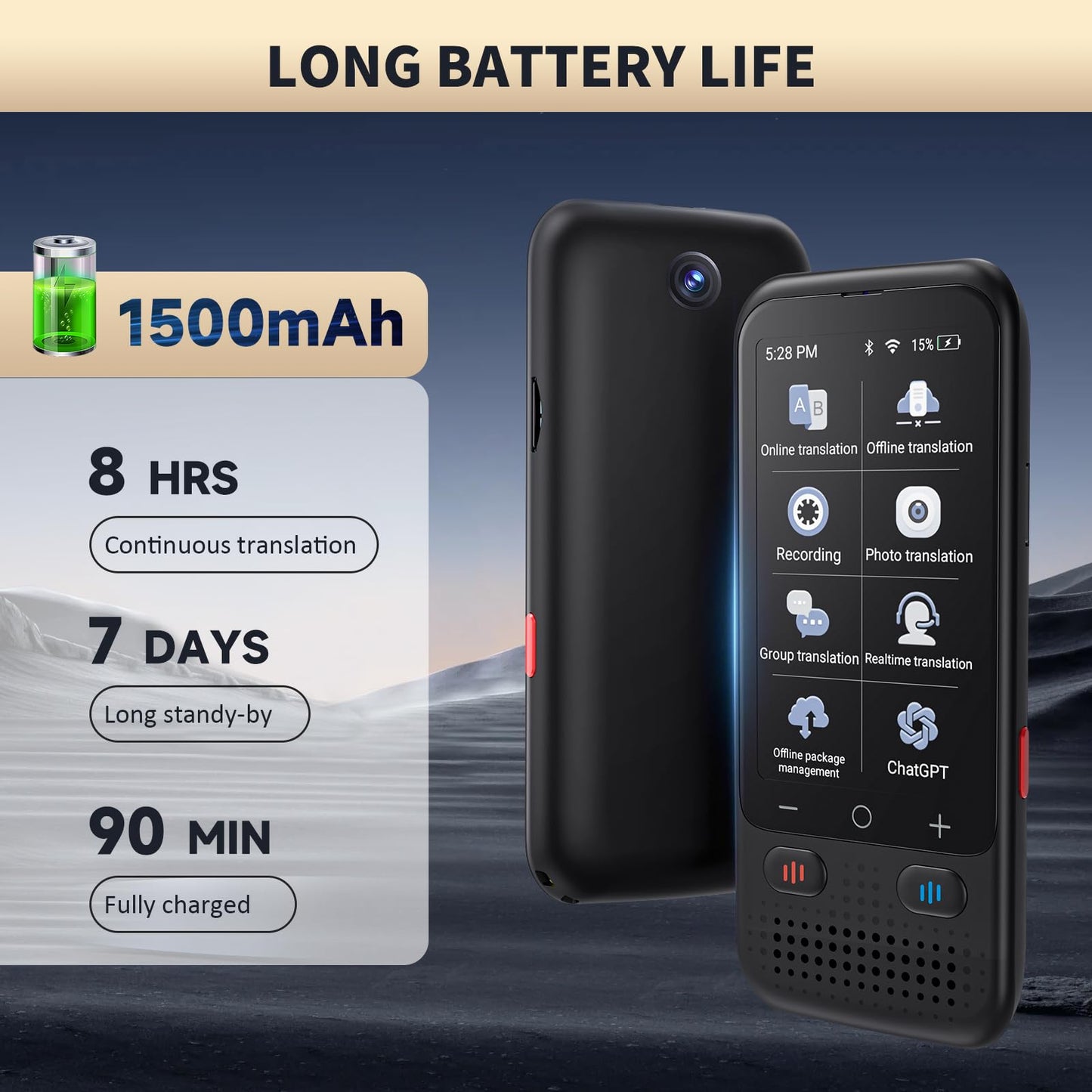 Language Translator Device No WiFi Needed, Upgraded VORMOR Ai ChatGpt Translator with 150+ Languages, Offline/Photo/Real Time Translation Device for Travel Business Learning