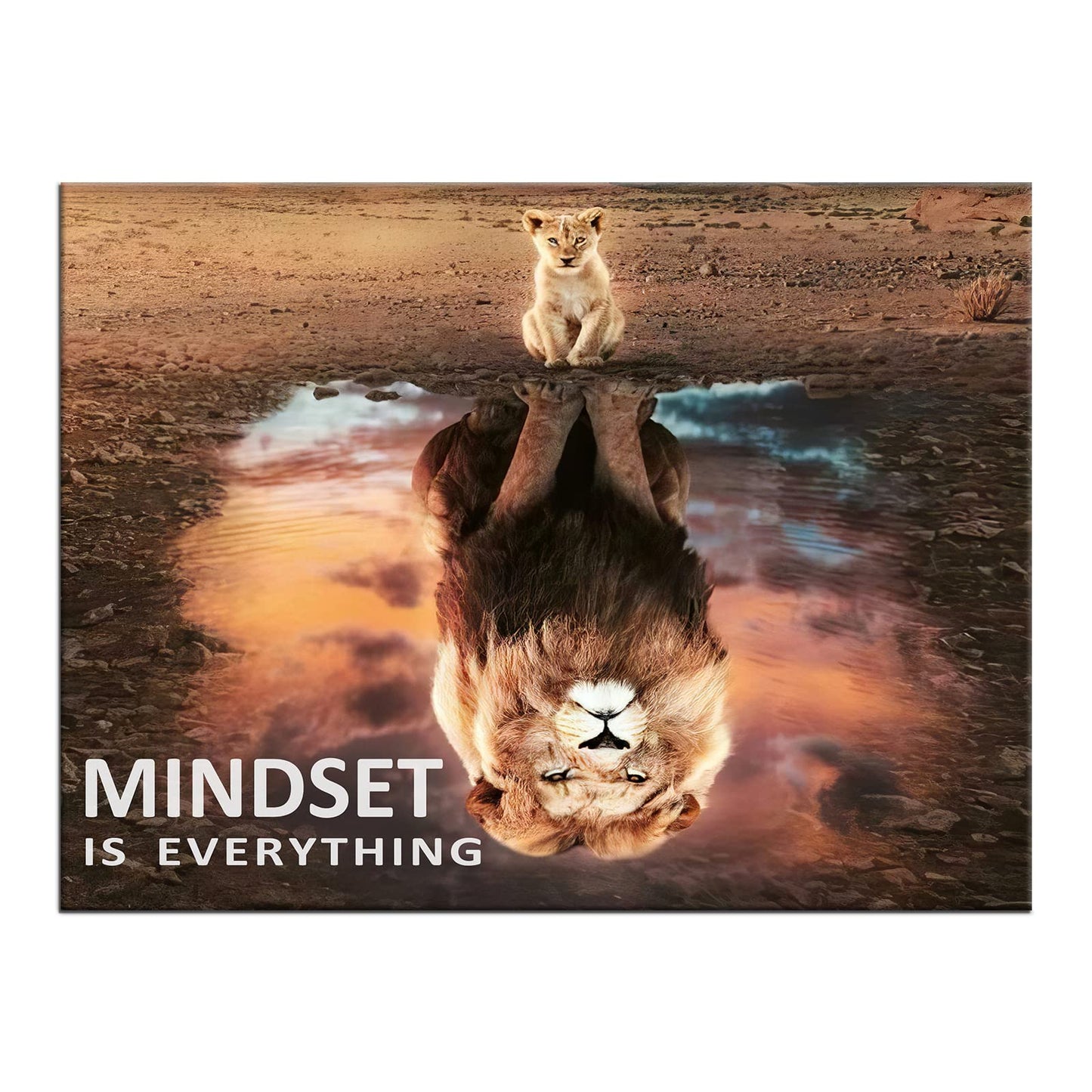 Inspirational Wall Art Mindset is Everything Pictures Motivational Painting Prints on Canvas Modern Inspiring Entrepreneur Quotes Lion Posters Artwork for Office Classroom Home Decor [40''W x 30''H]