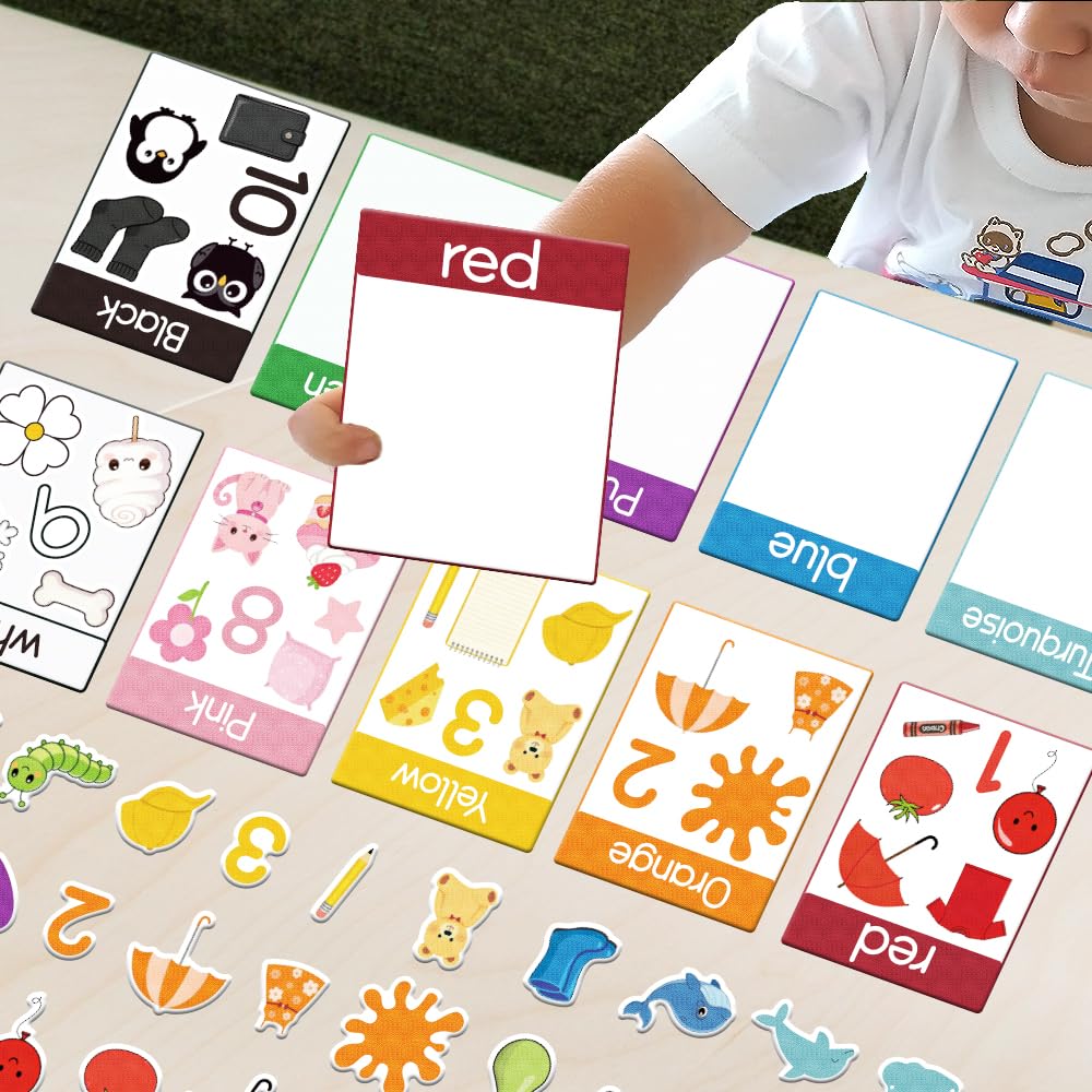 BEUNITONE 63Pcs Colour Sorting Felt Flannel Boards Stories Set & Calm Down Activity Board Indoor Activities Home Felt Board Kit for Friends DIY Crafts Interactive Gifts