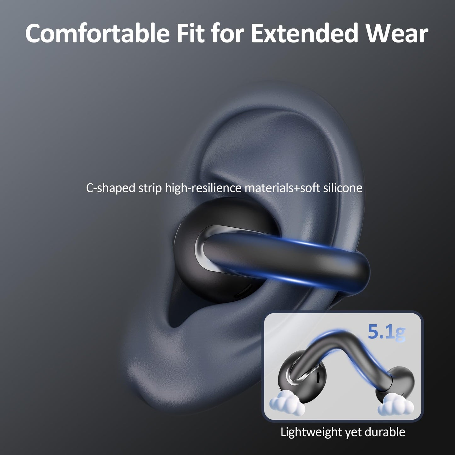 IAMJOY AI Language Translation Earbuds Real Time, Language Translator Earbuds Open Ear Clip-On Design, 163 Language & Accents Two-Way Translator Device with APP for Travel Learning Business, Black