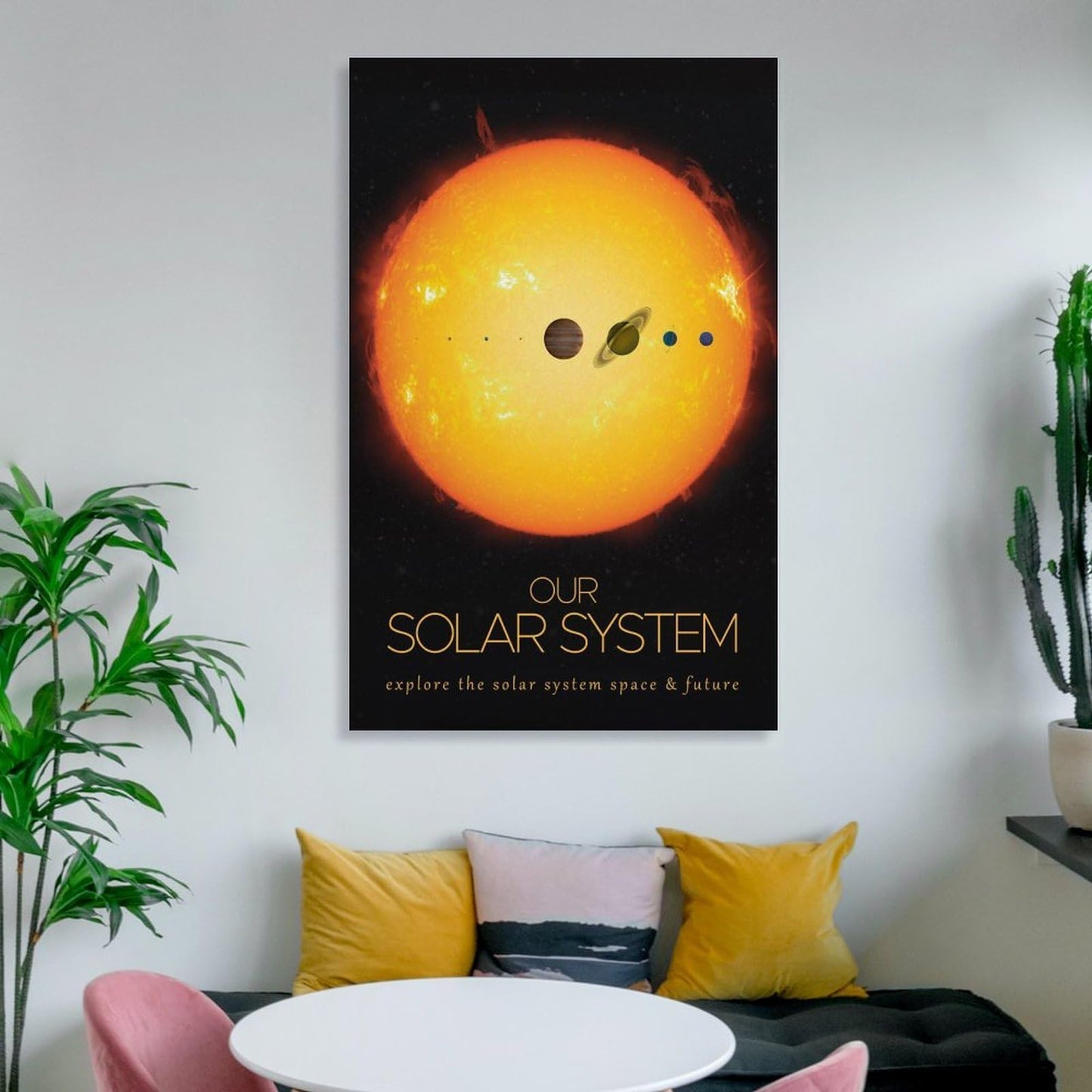 LGDSBHH Minimalist Our Solar System Canvas Wall Art - Educational Space Planet Poster - Science Classroom & Kids Bedroom Decor - 12x18 Inch (Unframed)