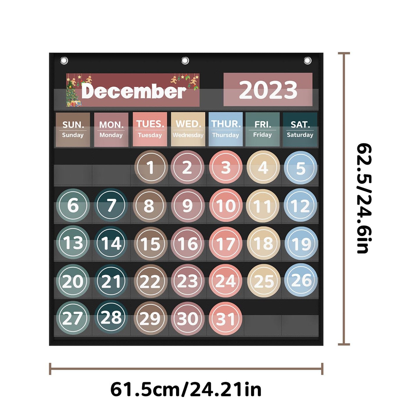 Monthly Calendar Pocket Chart for Classroom, Printed Days of The Week with Cards, Learning for Home or Kindergarten, Teacher Must Have Supplies That Fits Any School Décor (Black)