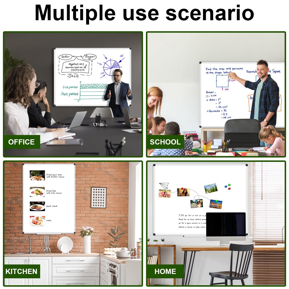 XBoard Porcelain Magnetic Dry Erase Board 48 x 36 Inch, Porcelain Whiteboard Aluminium Frame & Marker Tray
