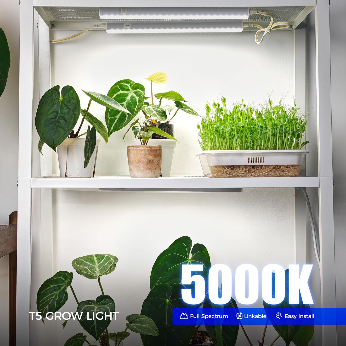 Barrina Grow Light Strip 5000K White Full Spectrum LED 1FT, Aluminum, 4-Pack