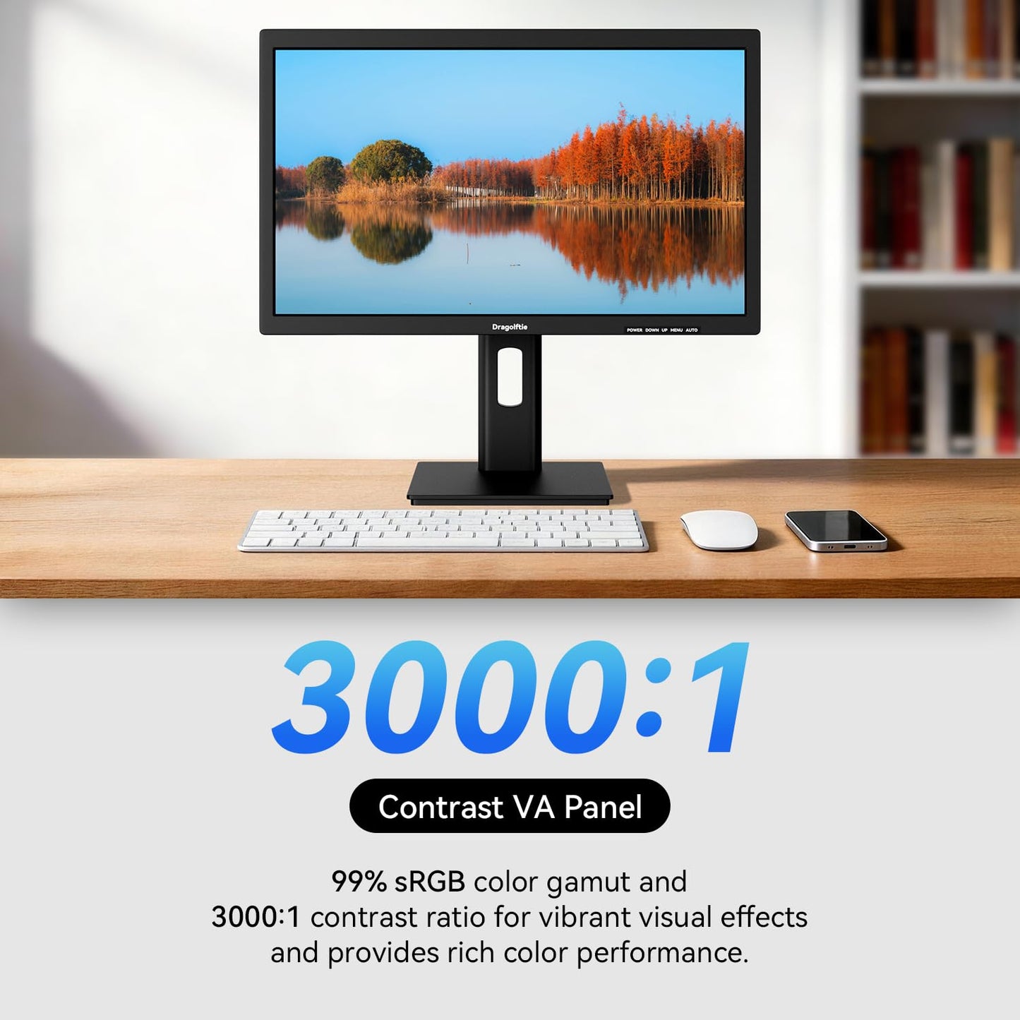 24 Inch Touchscreen Monitor VA Panel FHD 1920x1080P, 3000:1 Contrast, 99% sRGB, Height/Pivot/Swivel/Tilt Adjustable PC Touch Screen Computer Display 75Hz, HDMI, VGA, Type-B, Built-in Speakers, VESA