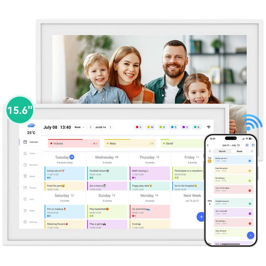 Digital Calendar,15.6 Inch Wall Planner Electronic Calendar&Chore Chart,Smart Wall Calendar Touchscreen Interactive Display for Family Schedules,Great for Organizing Your Routines,Wall&Desk Mountable,The Gift for Mother's Day