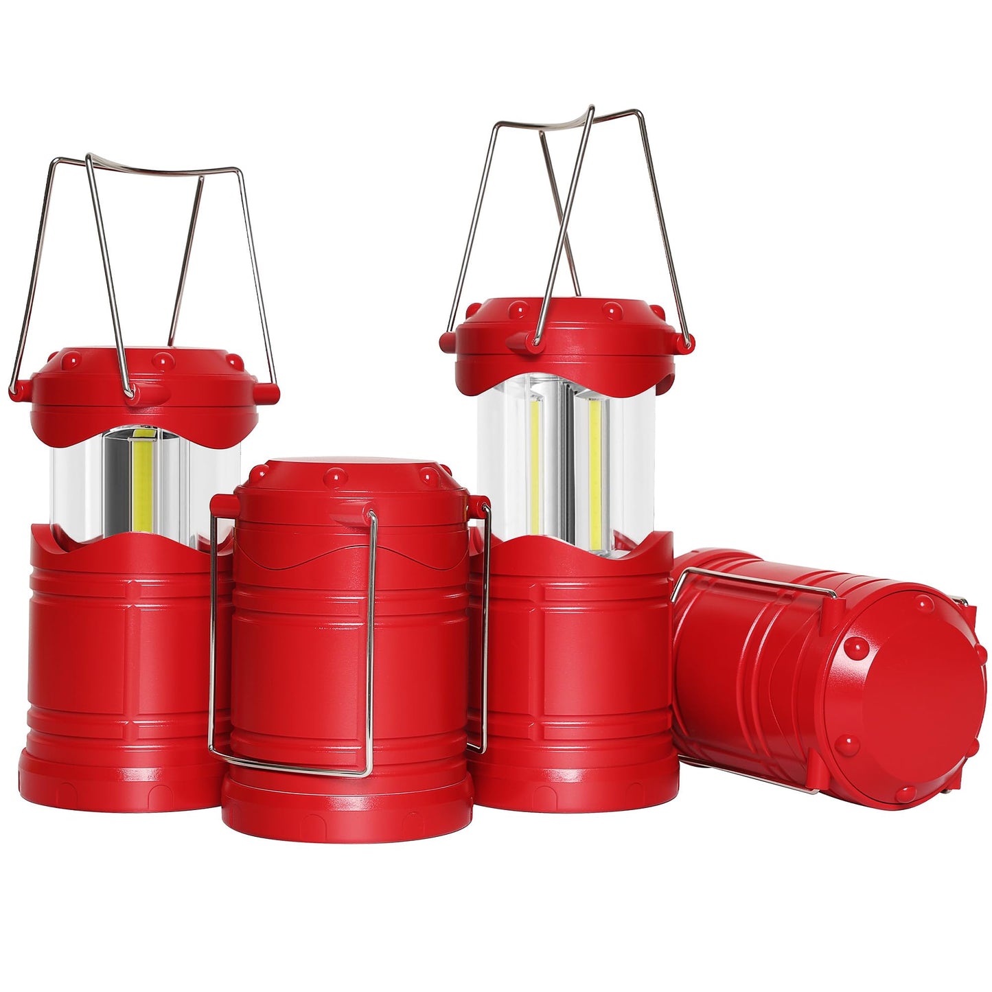 Lichamp LED Camping Lantern, 4 Pack Battery Powered, Portable Collapsible Light, Red, Model CLS-B004RD