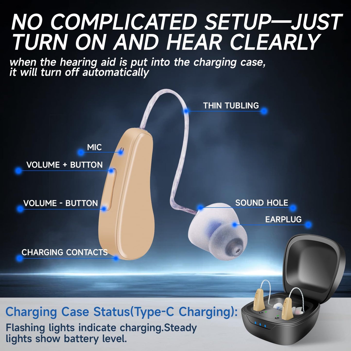 Aserbene Hearing Aids for Seniors Rechargeable – OTC Hearing Devices with Noise Cancelling, Easy to Use, Comfortable & Lightweight Design for Clear Daily Hearing