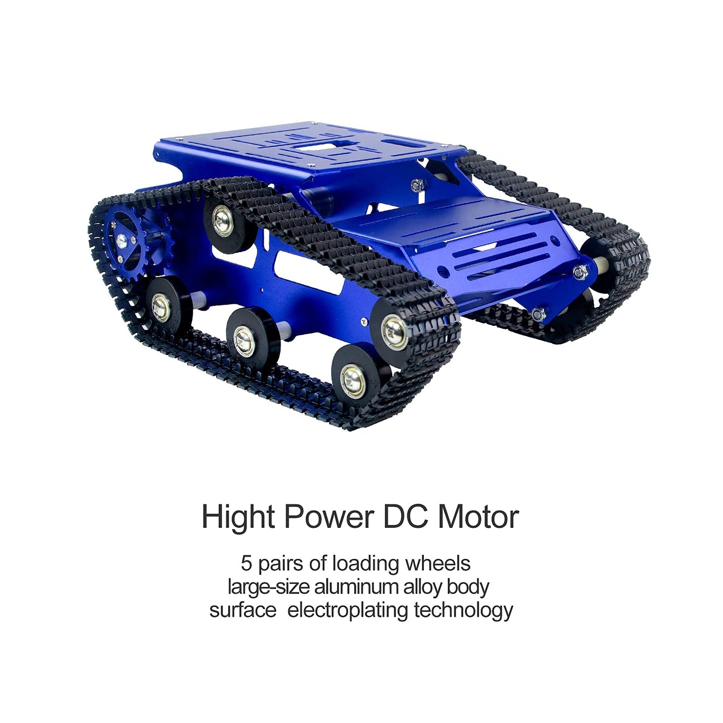 XiaoR Geek Smart Robot Car Chassis Kit Aluminum Alloy Big Tank Chassis with 2WD Motors for Jetson Nano/Raspberry Pi/Arduino DIY STEM Education Projects and ROS Research (Blue, with DC Motor)