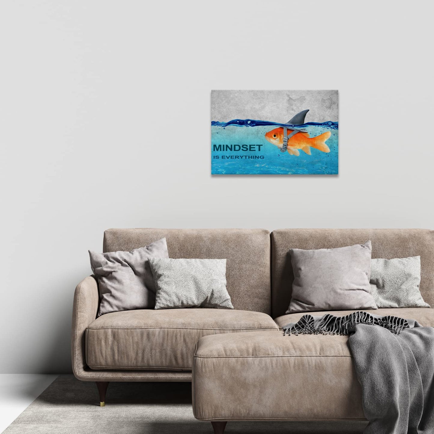 BWSPACE Mindset is Everything Wall Art Fish Poster Office Wall Decor Motivational Quotes Canvas Wall Art Prints Entrepreneur Bundle Set 1 Pieces Inspirational Wall Decor for Home (12" W x 18" H)