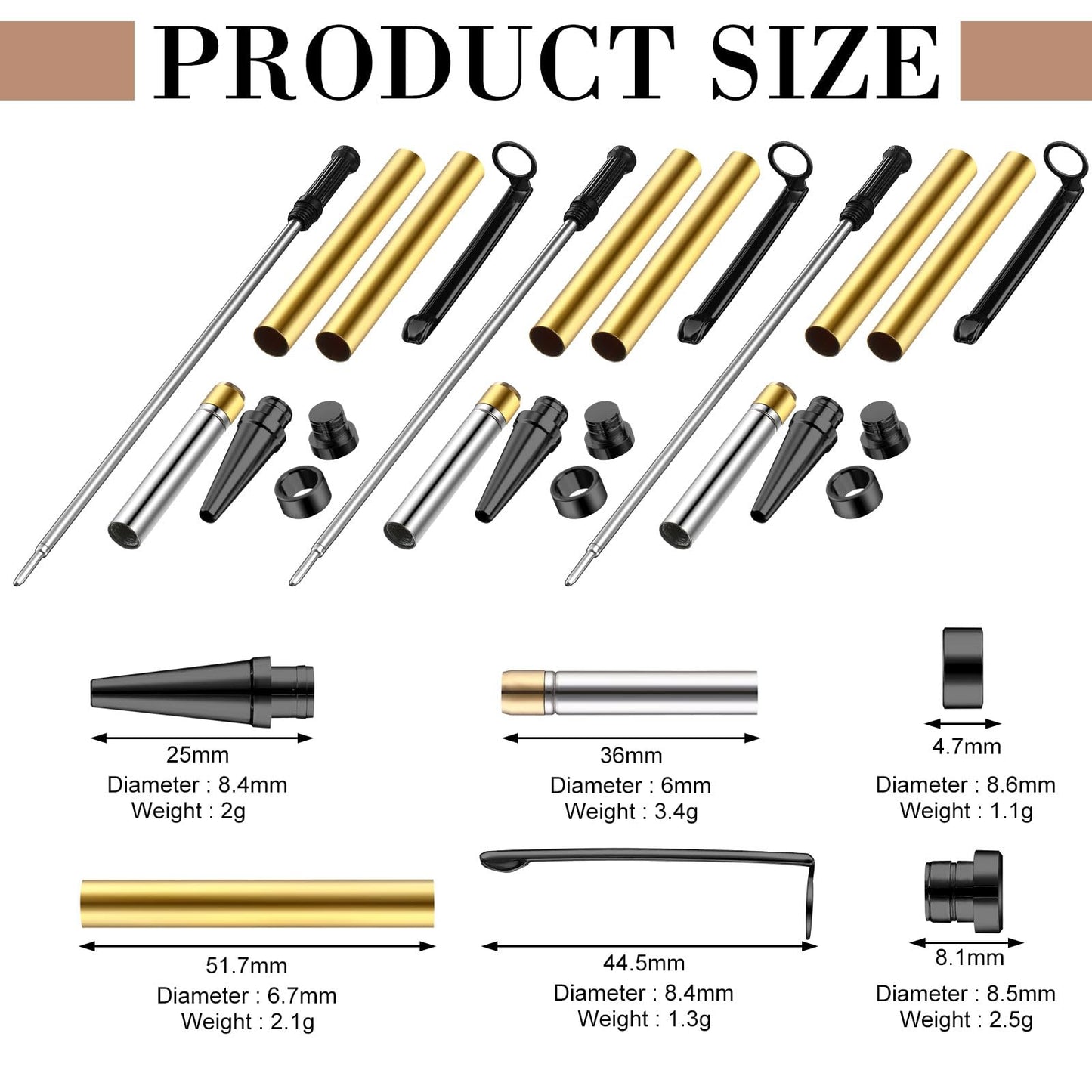 Colarr 10 Pcs Pen Kits for Wood Turning 7mm Slimline Pen Twist Kit with Refill Lathe Turning Supplies for Making Office Classroom Supplies DIY Friend Teacher Student Gifts(Black)