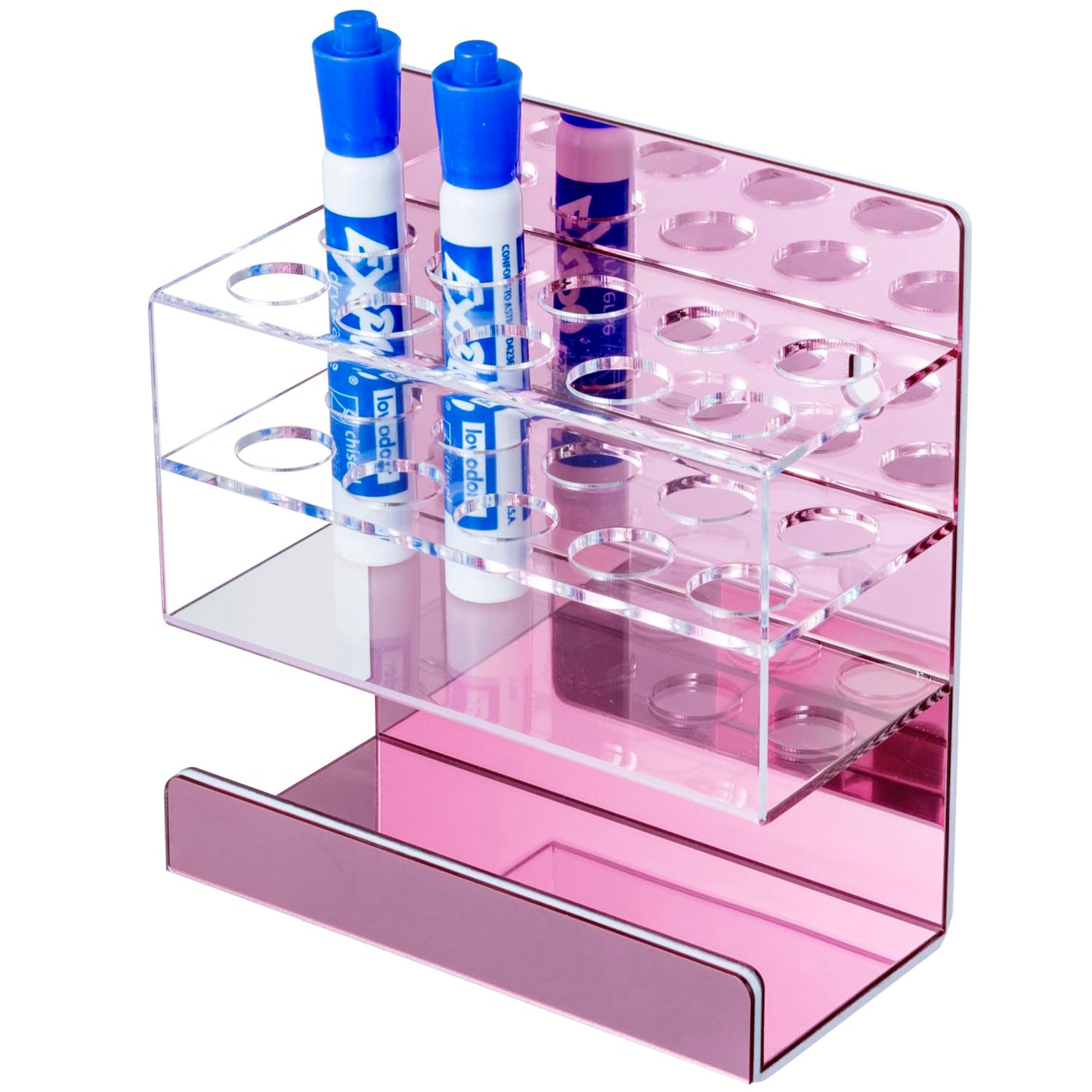 MyGift Dry Erase Marker Holder 10 Slots Whiteboard Marker Holder For Wall Dry Erase Eraser Holder Wall Mount Rose Pink