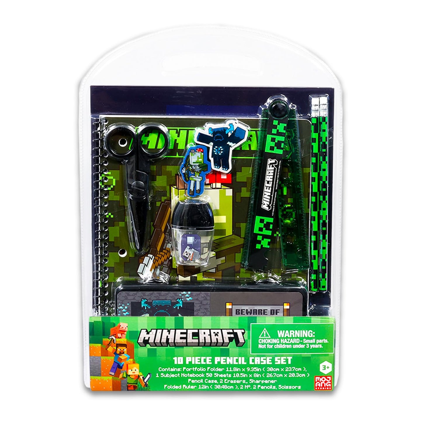 Minecraft Back to School Value Pack Set - Minecraft Folder, Notebook, Erasers, Stickers, and More | Video Game School Supplies Bundle
