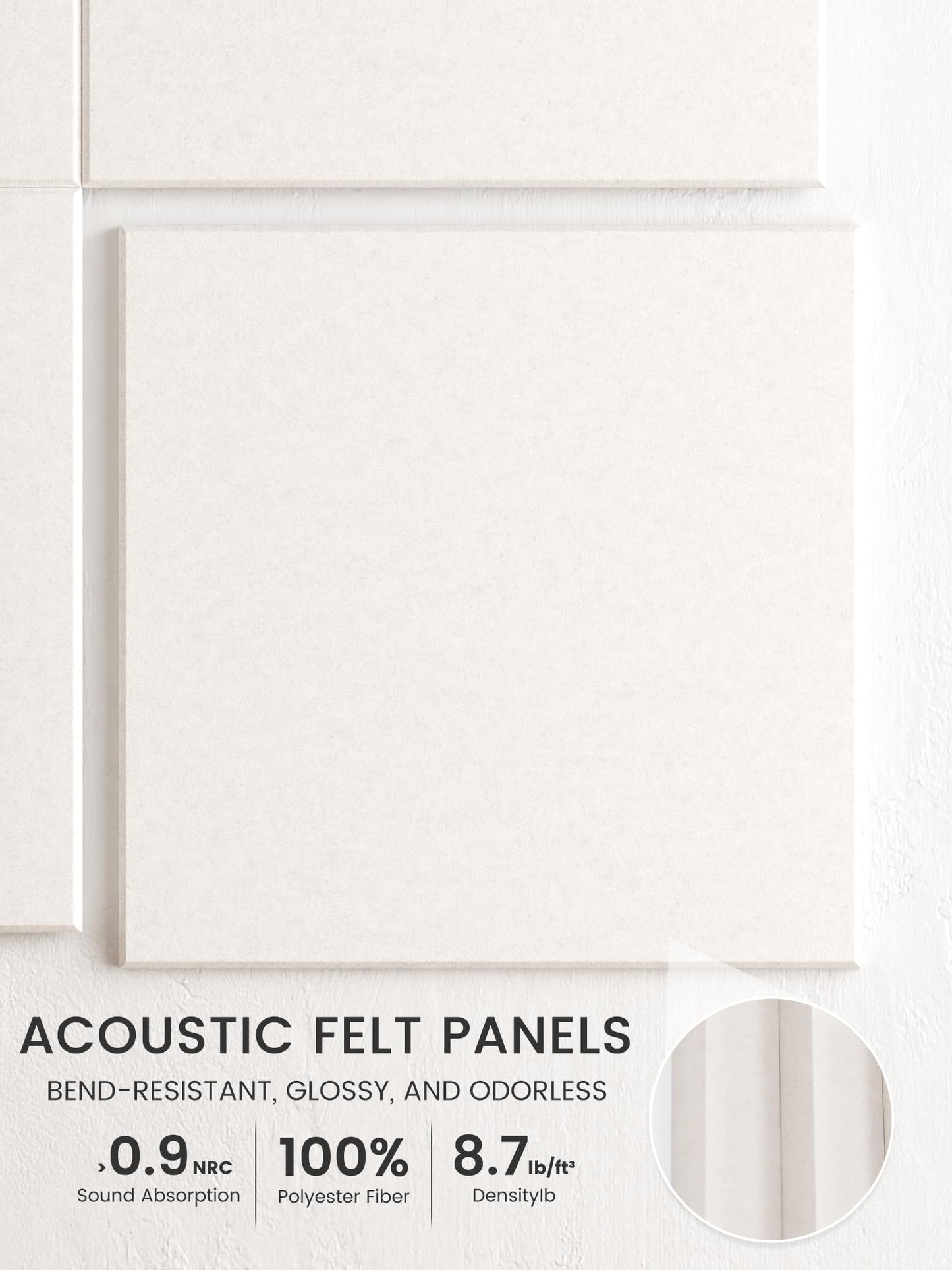 Bumusty Large Cork Board 48" x 36" Alternative - 12 Pack Felt Wall Tiles with 70 Safe Removable Adhesive Tabs, 30 Pushpins, Cork Boards for Walls Pin Board Bulletin Board Office Decor (Milky White)