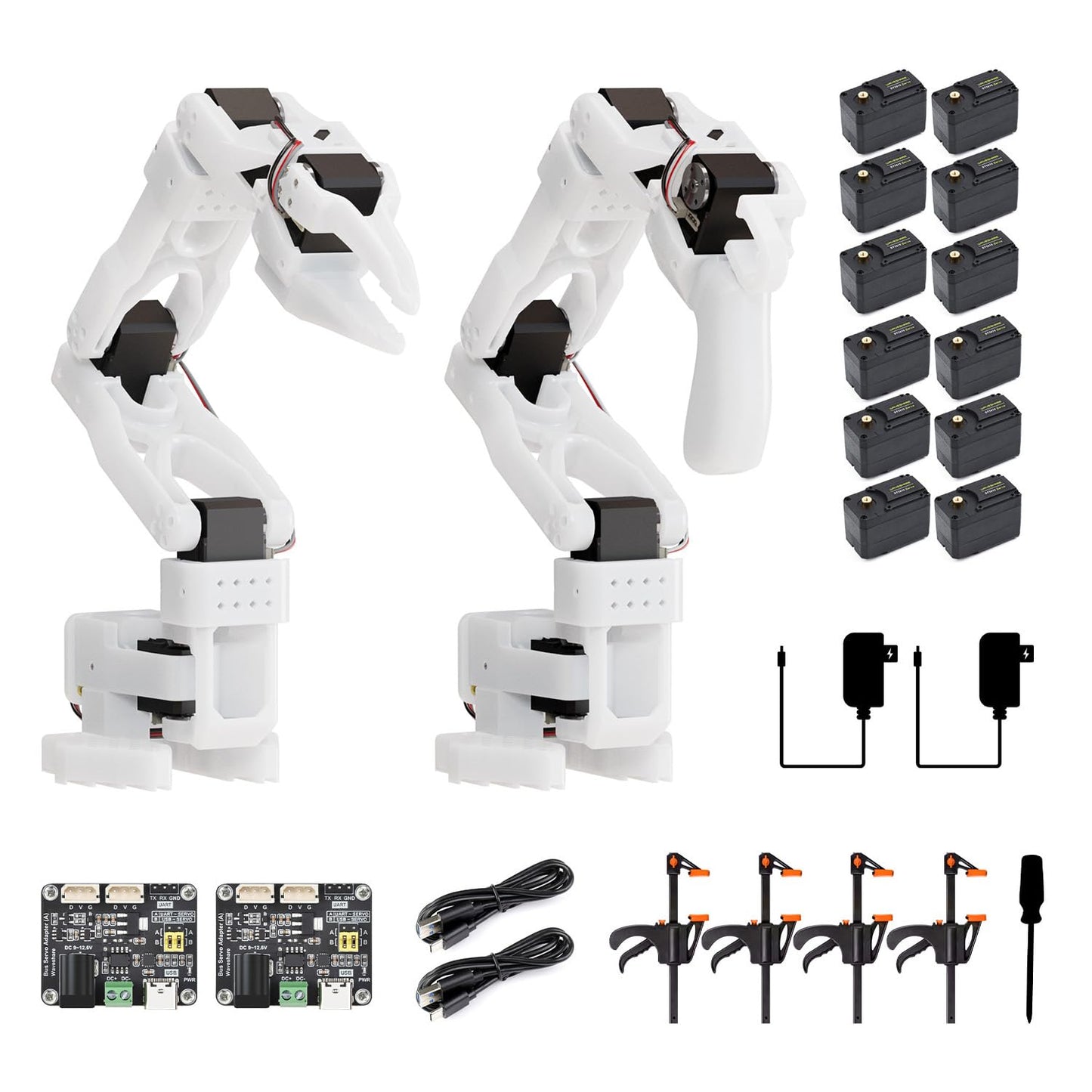 Waveshare SO-ARM101, Open-Source 6-Axis Robotic Arm, Native Support for Hugging Face LeRobot, High-Torque Bus Servo, Photosensitive Resin 3D-Printed Parts, 3DP Parts Kit (SE)