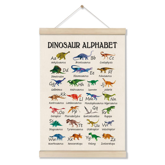 DOI-LANEE Alphabet Dinosaur Poster Hanger Frame 16x12 Inch, Educational Montessori Posters Toddler, ABC Alphabet Nursery Chart for Preschool Classroom Kids Room, Dinosaur Decor