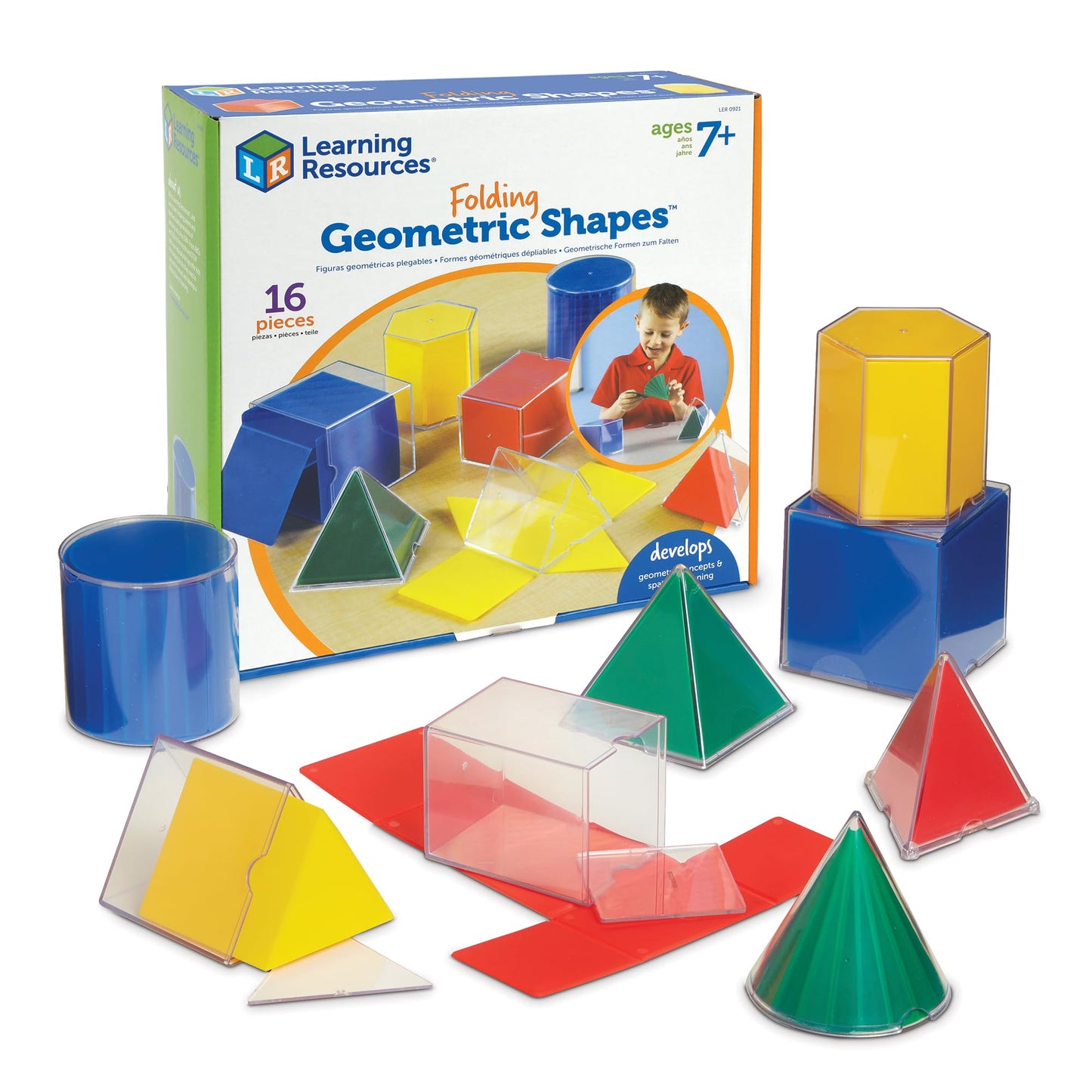 Learning Resources Folding Geometric Shapes Set - Classroom Must Haves, Teacher Supplies, Geometry Game, Pattern Blocks, Homeschool, 3d School Figures for Teaching, Math Manipulatives Essentials