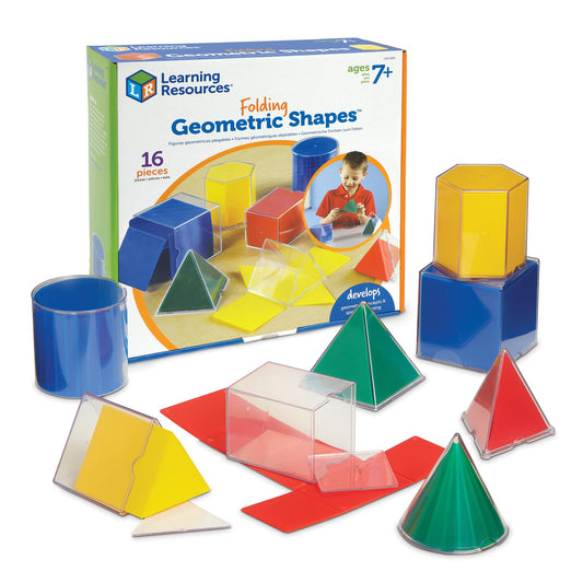 Learning Resources Folding Geometric Shapes Set - Classroom Must Haves, Teacher Supplies, Geometry Game, Pattern Blocks, Homeschool, 3d School Figures for Teaching, Math Manipulatives Essentials