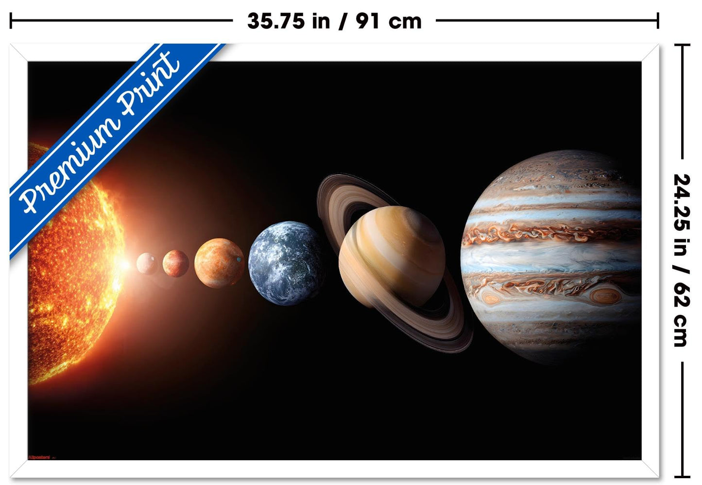 Science - Solar System Planets 26 Wall Poster, 34L" x 22.4W", White Framed Version