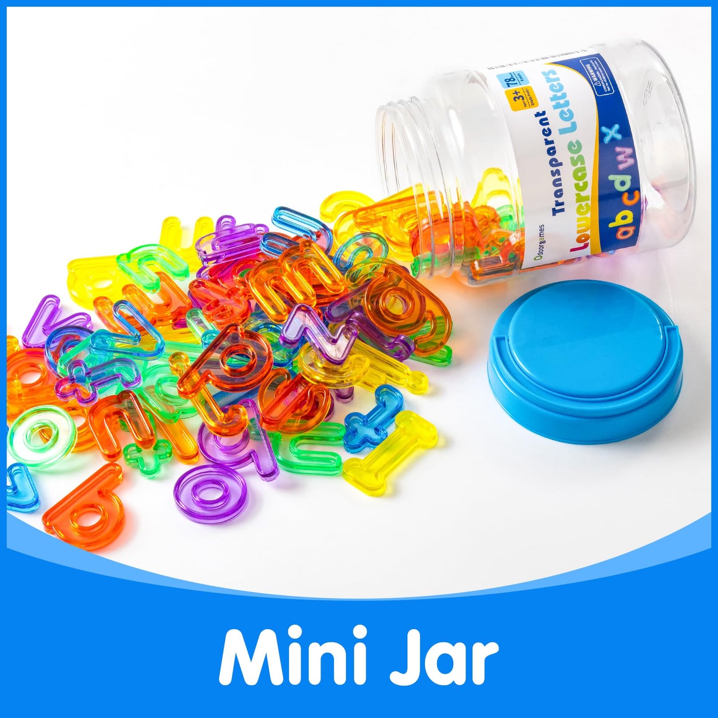 Odoorgames Number Block - Set of 100-78 Pcs Translucent Lowercase Letters - Educational Math Cubes for Kids Ages 4-8 - Counting Blocks for Math