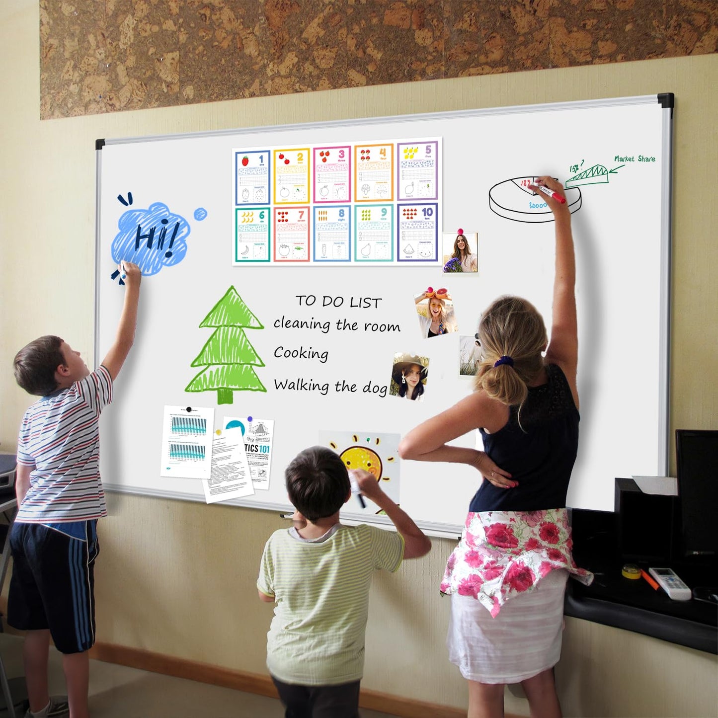 XBoard Magnetic Dry Erase Board 72" x 40" Wall Mounted, Large Whiteboard with Marker Tray, Aluminum Frame Large Dry Erase Board for Office, Conference Room, School