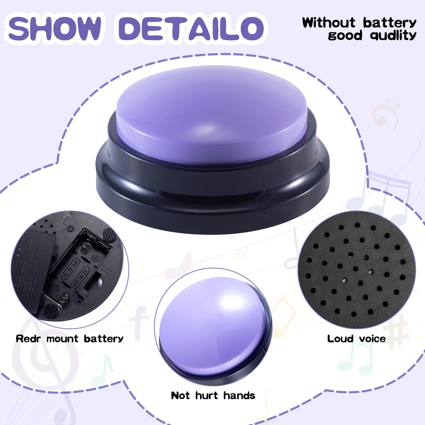PQJSJDR 8 Pieces Voice Recording Button Dog Buttons for Communication Pet Training Buzzer Recordable Answer Buzzers Button Game Show Buzzers Funny Gift for Family Study Office Home Trivia Nights