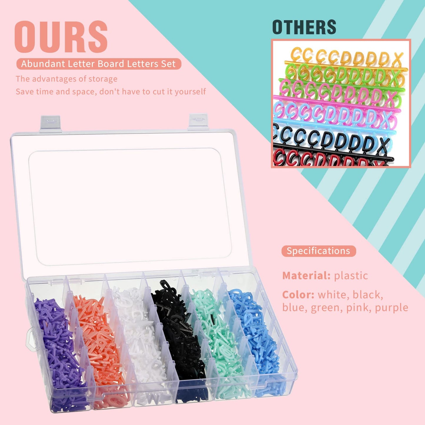 Yexiya 1035 Pcs Board Letters with Organizer Case Set Include 3/4'' Multicolor Plastic Pre Cut Characters Cursive for Felt Message Board Letters Numbers Symbols