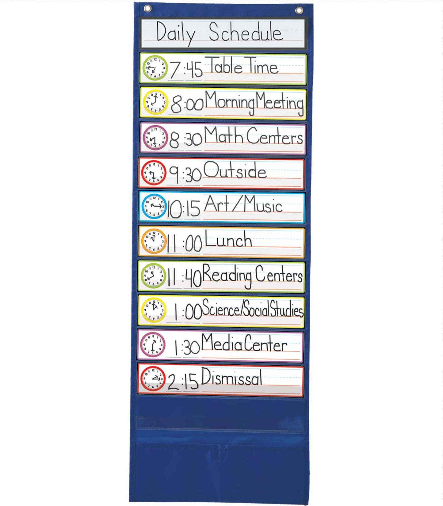 Carson Dellosa Daily Schedule Pocket Chart―Clock, Time, Subjects Scheduling Planner With Dry-Erase Cards, Classroom or Homeschool Learning (37.5" x 30")