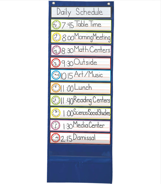 Carson Dellosa Daily Schedule Pocket Chart―Clock, Time, Subjects Scheduling Planner With Dry-Erase Cards, Classroom or Homeschool Learning (37.5" x 30")