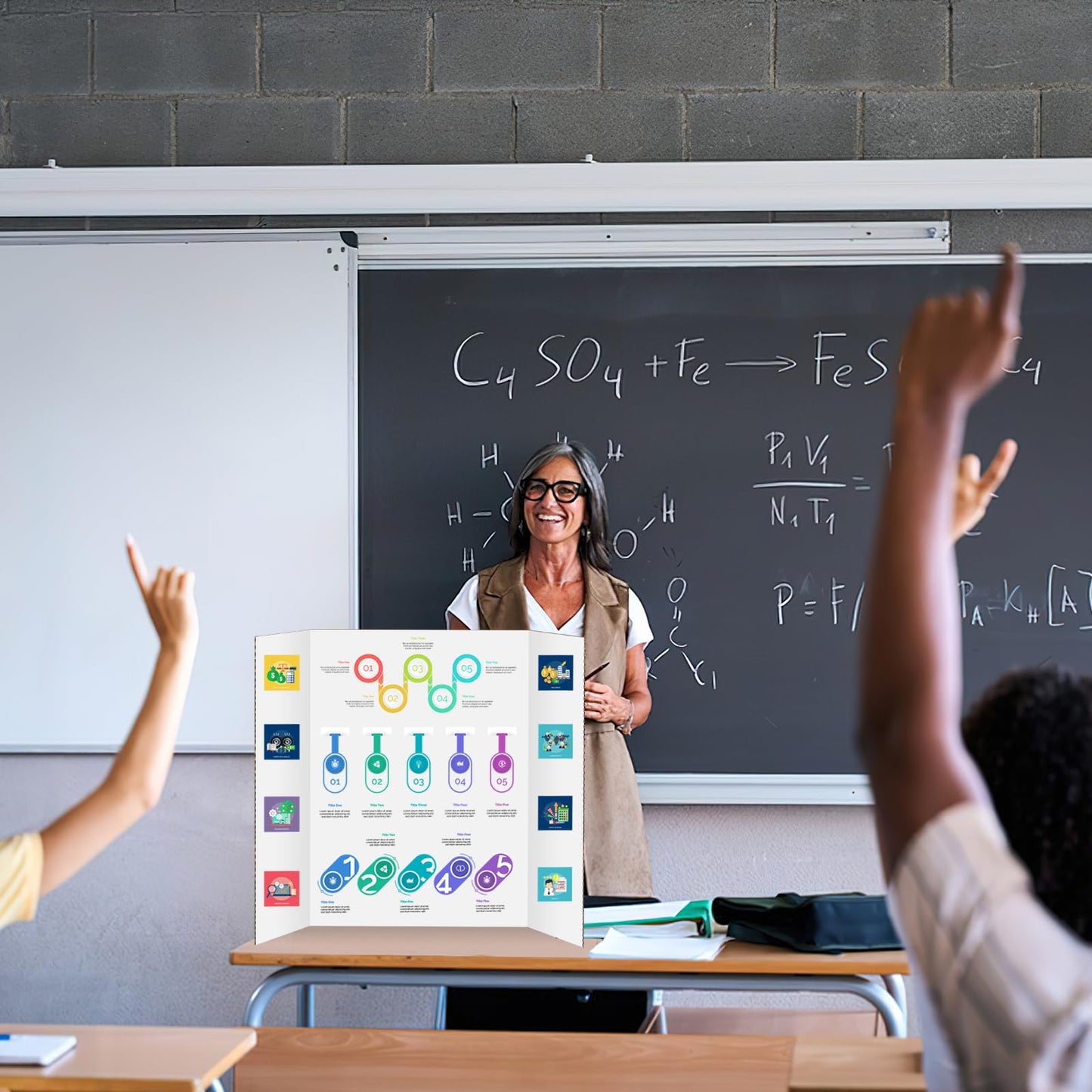 10 Pack Trifold Poster Board 48" X 36", IKAYAS Single Sided White Poster Boards, Science Fair Display Boards Posterboard for Mounting, Prints,Art,Display,Projects Classroom Supplies