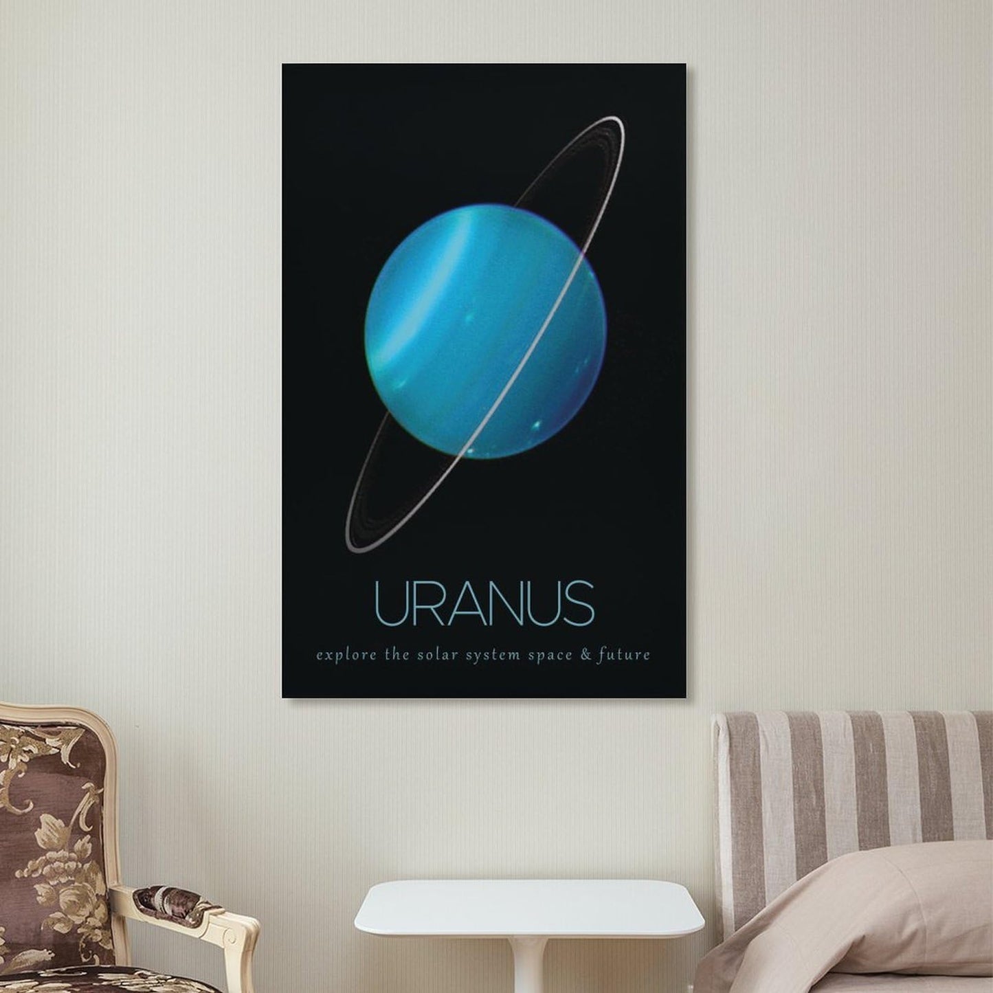 LGDSBHH Minimalist Uranus Solar System Canvas Wall Art - Educational Space Planet Poster - Science Classroom & Kids Bedroom Decor - 12x18 Inch (Unframed)