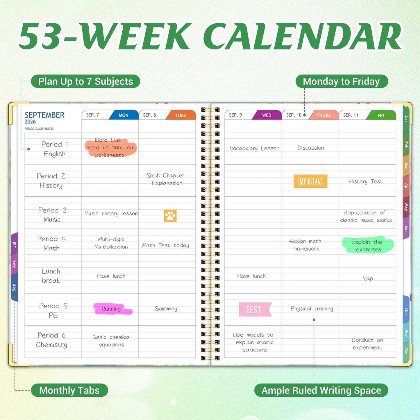 Teacher Planner 2026-2027 Academic Year, Jul.2026 - Jun.2027, 8.5" x 11" Lesson Planner Book for Teachers, Teacher Planners with Colorful Monthly Tabs for Homeschool & Classroom Organization - Tree