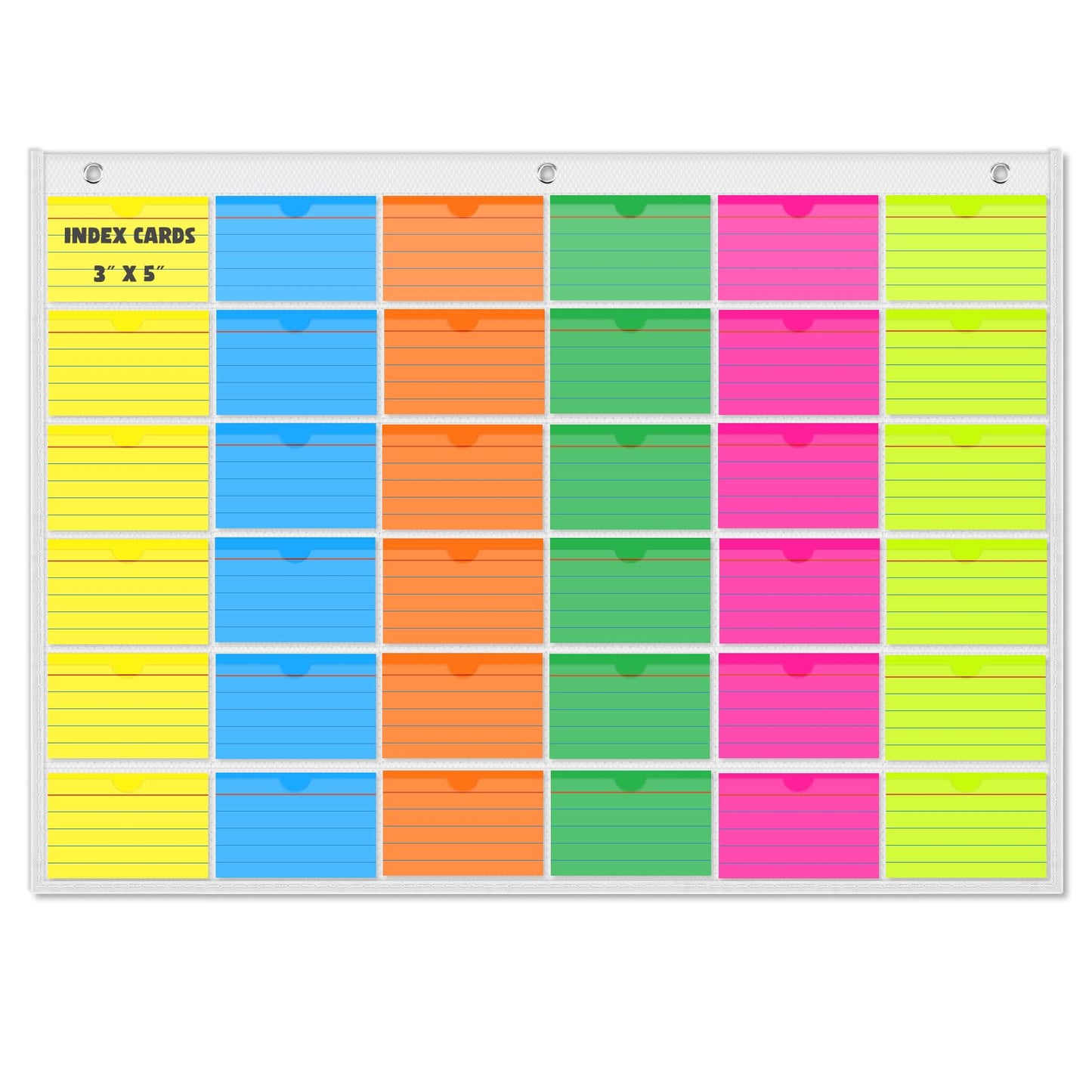 AKAYOK 3" x 5" Index Card Holder Sleeve - 36 Card Slots Organizer for Office, Classroom, and Home - Pocket Chart Perfect for Studying, Workflow Tracking, Presentations, and Organization