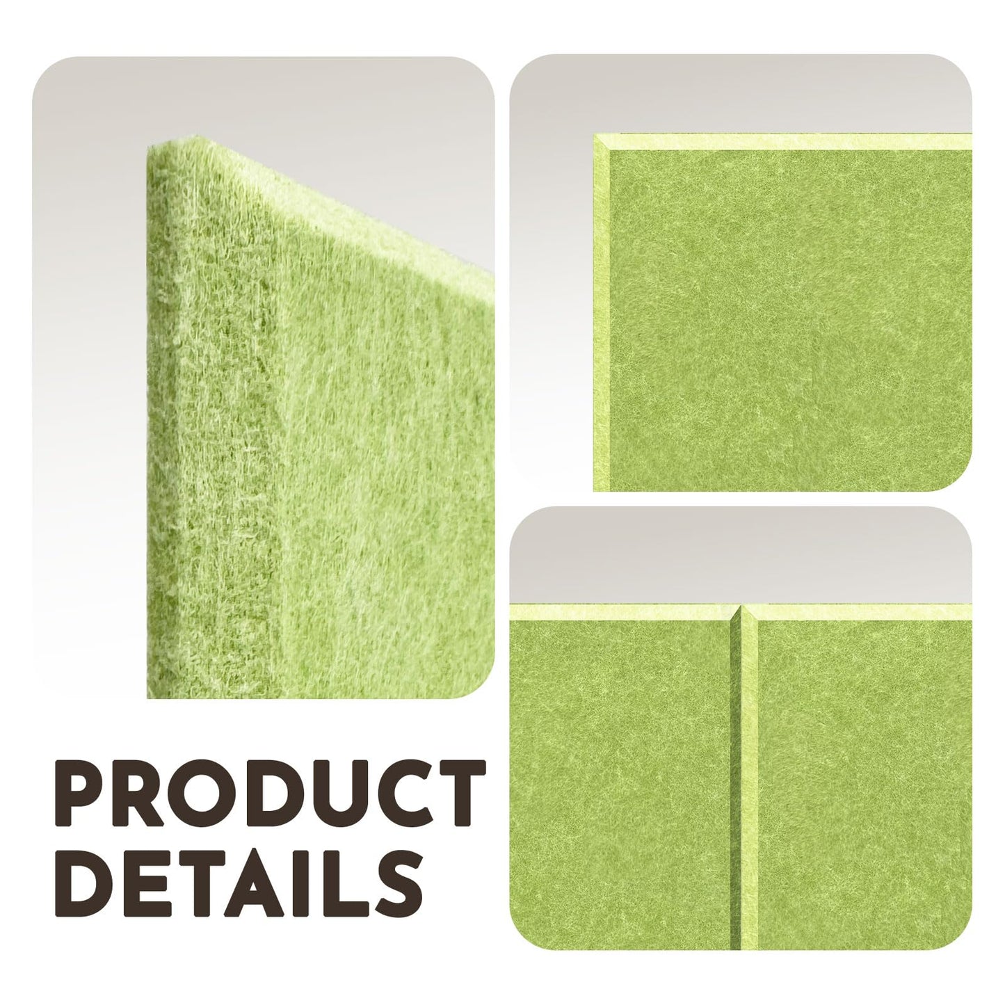 MISSDAY Green Acoustic Wall Panel Large Felt Bulletin Board 48" x 36" Cork Board for Wall, 12-Pack Boards with 72 Adhesive Tabs, 50 Pins, Pin Board for Home Office Classroom Soundproof Wall Tile