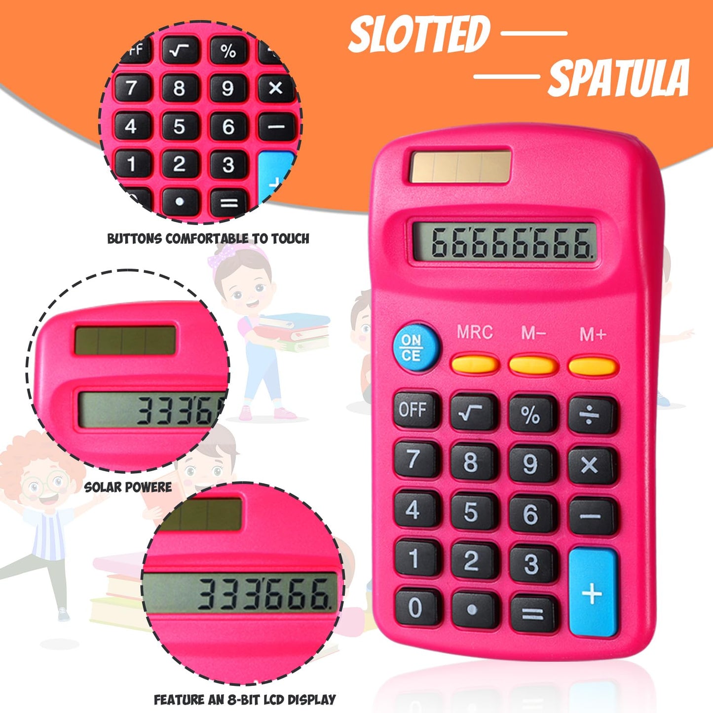 Copkim 24 Pack Student Mini Calculator for Classroom, 8-Digit Display Dual Powered Handheld Math Tools for Teachers, School Supplies and Classroom Rewards, Compact Design(Rose Red)